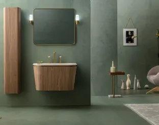 Mobile da Bagno sospeso Suede 02 in Noce Canaletto di Cerasa