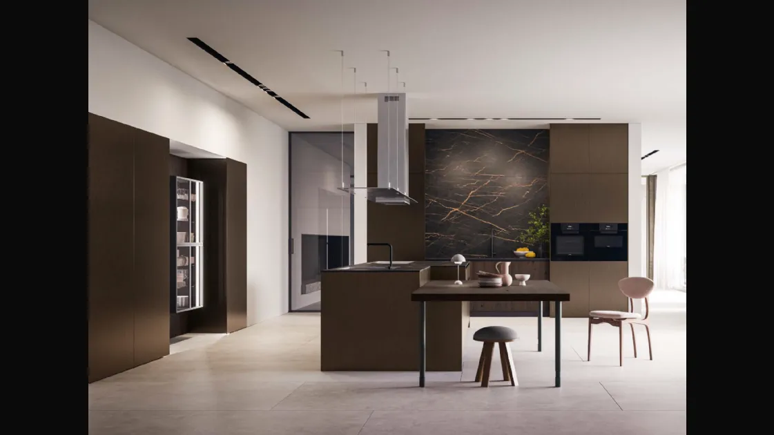 Cucina Design D12 e D23 in Vetro bronzato e Rovere di Doimo Cucine