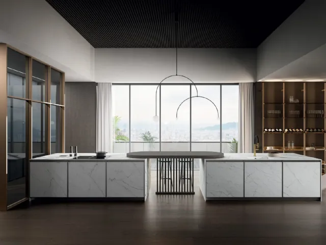 Cucina Moderna con penisola Kronos 01 in laminam di Arredo3