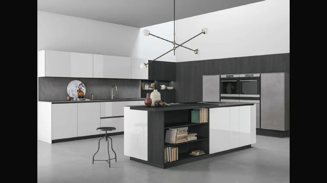 Cucina Moderna Aspen in vetro laccato Bianco di Doimo Cucine