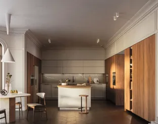 Cucina Moderna D23 Grigio e Noce di Doimo Cucine